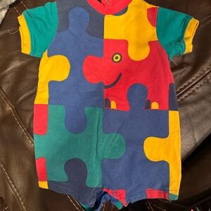 Gymboree vintage Multicolor Baby Romper with Dinosaur Patch